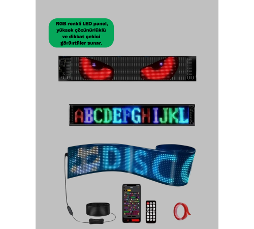 USB Destekli LED Mağaza Tabelası – Renkli RGB Kayan Yazı Paneli