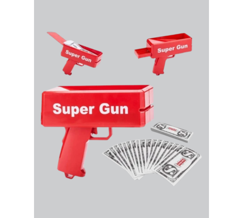 Super Money Gun Para Saçma Tabancası Yüksek Atış Güçlü Kırmızı Model