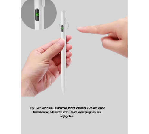 1.5mm Hassas Uçlu iPad Kalemi Şarjlı Type-C Ultra Hassas Stylus Pen