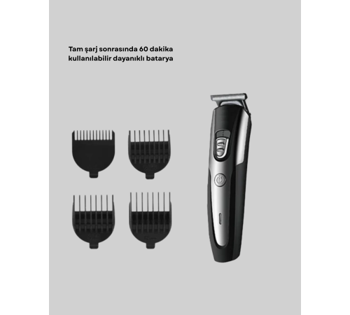 Kuaför Tipi Şarjlı Saç ve Sakal Kesme Makinesi Güçlü Motorlu