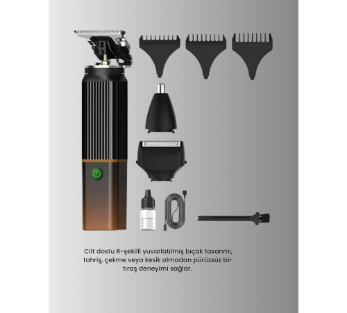 Erkekler İçin 3 in 1 Şarjlı Bakım Seti – 7300 RPM Güçlü Motor ve Sessiz Çalışma