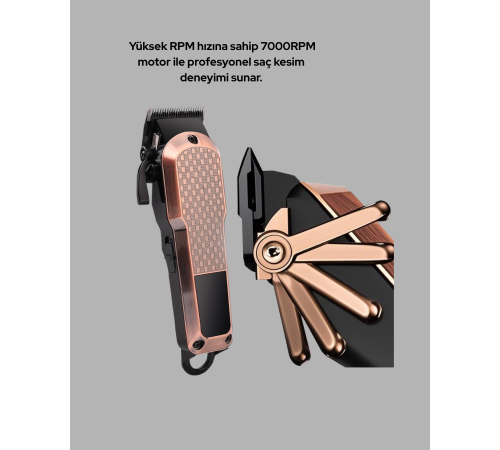 Profesyonel Saç Tıraş Makinesi – 7000RPM Güçlü Motor ve 4 Kademeli Ayar