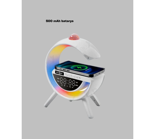 Kablosuz Şarjlı Dijital Saat RGB Işıklı Bluetooth Hoparlör Çok Fonksiyonlu