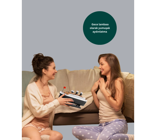 Dekoratif Gemi Modeli 7 Renk Işıklı Hava Nemlendirici ve Oda Kokusu Difüzörü