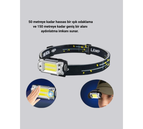 Şarj Edilebilir LED KAFA Feneri 215 Lümen XPE COB Güçlü Aydınlatma