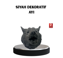 3D Siyah Ayı Başı Duvar Süsü Özel Tasarım Dekoratif Heykel 25x19 cm