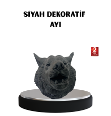 3D Siyah Ayı Başı Duvar Süsü Özel Tasarım Dekoratif Heykel 25x19 cm