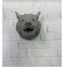 Kurt Başı Duvar Aksesuarı Gri Renk Asılabilir Hediyelik Figür