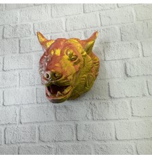 Altın Kaplama Görünümlü Kurt Duvar Süsü