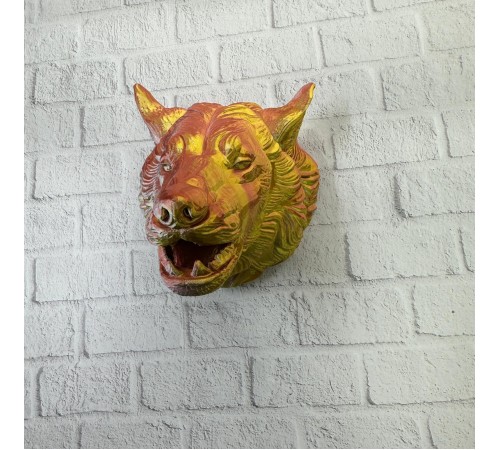 Altın Kaplama Görünümlü Kurt Duvar Süsü