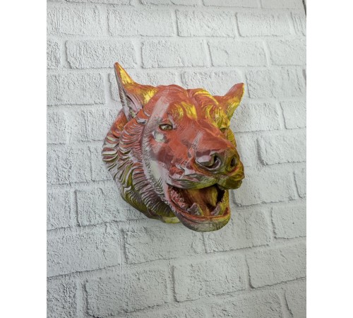 Dekoratif Altın Gold Kurt Duvar Heykeli Asılabilir Hediyelik 25x19 cm