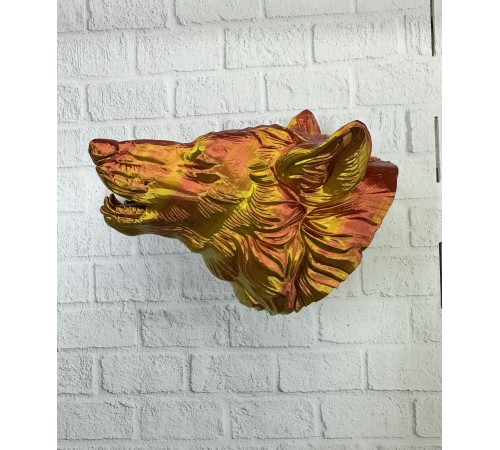 Dekoratif Altın Gold Kurt Duvar Heykeli Asılabilir Hediyelik 25x19 cm