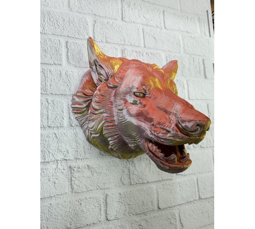 Dekoratif Altın Gold Kurt Duvar Heykeli Asılabilir Hediyelik 25x19 cm