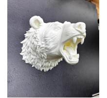 Beyaz Renk 3D Ayı Başı Duvar Dekoru