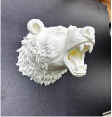 Beyaz Renk 3D Ayı Başı Duvar Dekoru