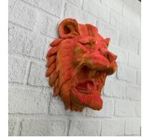 Gold Kırmızı Aslan Duvar Dekoru Asılabilir Hediyelik 3D Heykel 20x21 cm