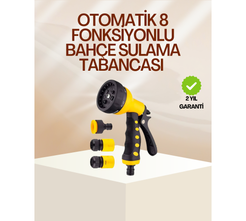 8 Fonksiyonlu Bahçe Sulama Tabancası Seti Çok Amaçlı Hortum Ucu
