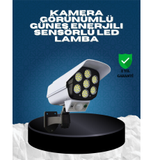 Güneş Enerjili Kamera Görünümlü Hareket Sensörlü LED Duvar Lambası Uzaktan Kumandalı