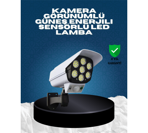 Güneş Enerjili Kamera Görünümlü Hareket Sensörlü LED Duvar Lambası Uzaktan Kumandalı