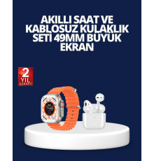 Watch 9 Max Akıllı Saat ve Kablosuz Kulaklık Seti 2 Kordonlu Sesli Görüşme Özellikli