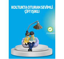 Romantik Çift Figürlü Okuyan Çift Masa Lambası Dekoratif LED Aydınlatma