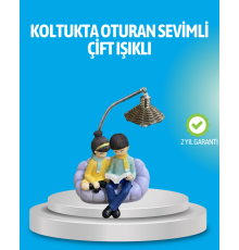 Romantik Çift Figürlü Okuyan Çift Masa Lambası Dekoratif LED Aydınlatma