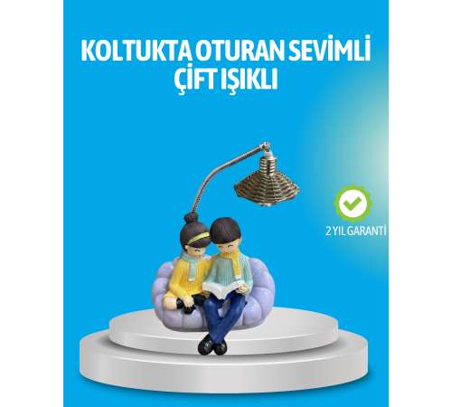 Romantik Çift Figürlü Okuyan Çift Masa Lambası Dekoratif LED Aydınlatma