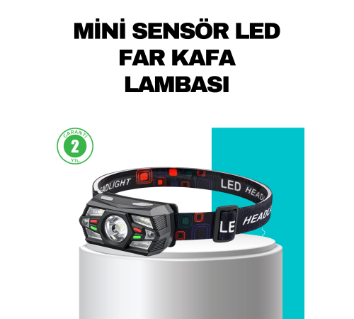 Hareket Sensörlü Şarjlı LED Far Suya Dayanıklı Çok Modlu