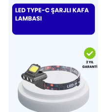 800 Lumen LED Kafa Lambası COB ve XPE Led Type C Şarjlı Ayarlanabilir