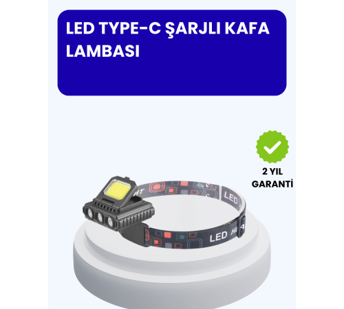 800 Lumen LED Kafa Lambası COB ve XPE Led Type C Şarjlı Ayarlanabilir