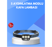 300 Lümen Sensörlü LED Kafa Lambası USB Şarjlı SOS Modlu