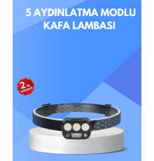 300 Lümen Sensörlü LED Kafa Lambası USB Şarjlı SOS Modlu
