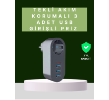 Termal Akım Korumalı 3 USB'li Güvenli Priz – Akıllı Akım Dengeleme