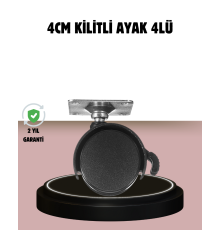 Kilitli 4 cm Tekerlek Ayak 4’lü Set Zemin Koruyucu