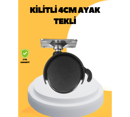 4 cm Kilitli Mobilya Tekerleği Tekli Sessiz ve Dayanıklı
