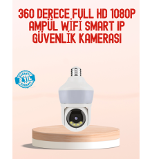 360° Full HD Wi-Fi Akıllı Ampül Kamera Gece Görüşlü