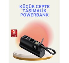 Dahili Konektörlü 20W Hızlı Şarj Mini Taşınabilir Powerbank