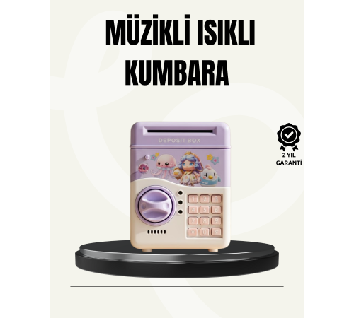 Elektronik Şifreli ATM Görünümlü Çocuk Kumbarası Mor