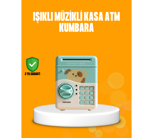 Su Yeşili ATM Kasa Görünümlü Elektronik Şifreli Çocuk Kumbarası