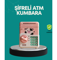 Pembe ATM Kasa Görünümlü Elektronik Şifreli Çocuk Kumbarası