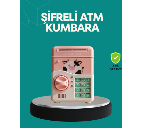 Pembe ATM Kasa Görünümlü Elektronik Şifreli Çocuk Kumbarası