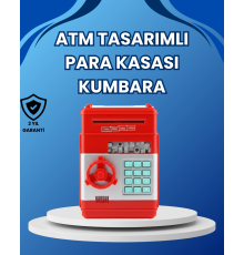 Kırmızı ATM Tasarımlı Şifreli Para Kasası Kumbara