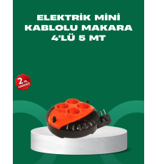 5 Metre Kablolu 4’lü Kırmızı Priz Makara