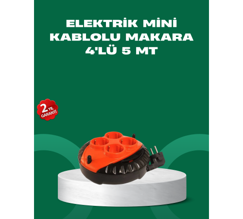 5 Metre Kablolu 4’lü Kırmızı Priz Makara