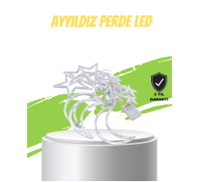 Yıldız ve Ay Figürlü Pilli Perde Led Romantik Dekoratif Işık