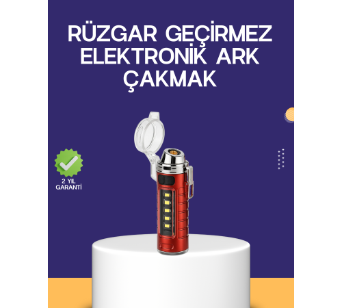 USB Şarjlı Rüzgar Geçirmez Elektrikli Çakmak El Fenerli