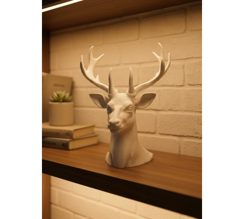 Beyaz Geyik Biblo 23 cm Dekoratif Modern Tasarım