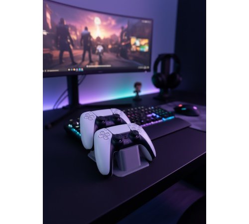 Antrasit İkili Gamepad Tutucu 7x18 cm Masa ve Raf Düzeni