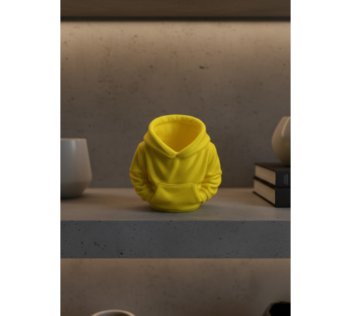 Sarı Hoodie Kalemlik 10x10 cm Masa Üstü Düzenleyici