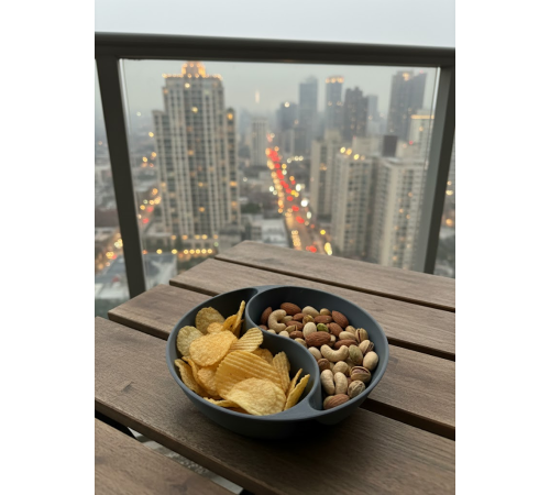 Gri Çerezlik Kase Seti Modern Bölmeli Sunum Tasarımı